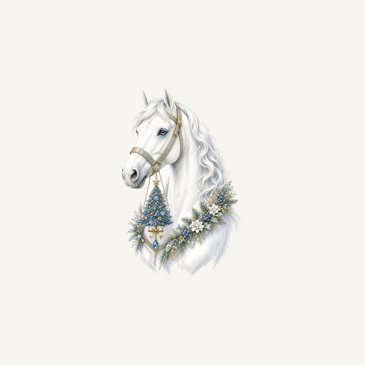 White Christmas Horse Portrait Personalised Christmas Mug