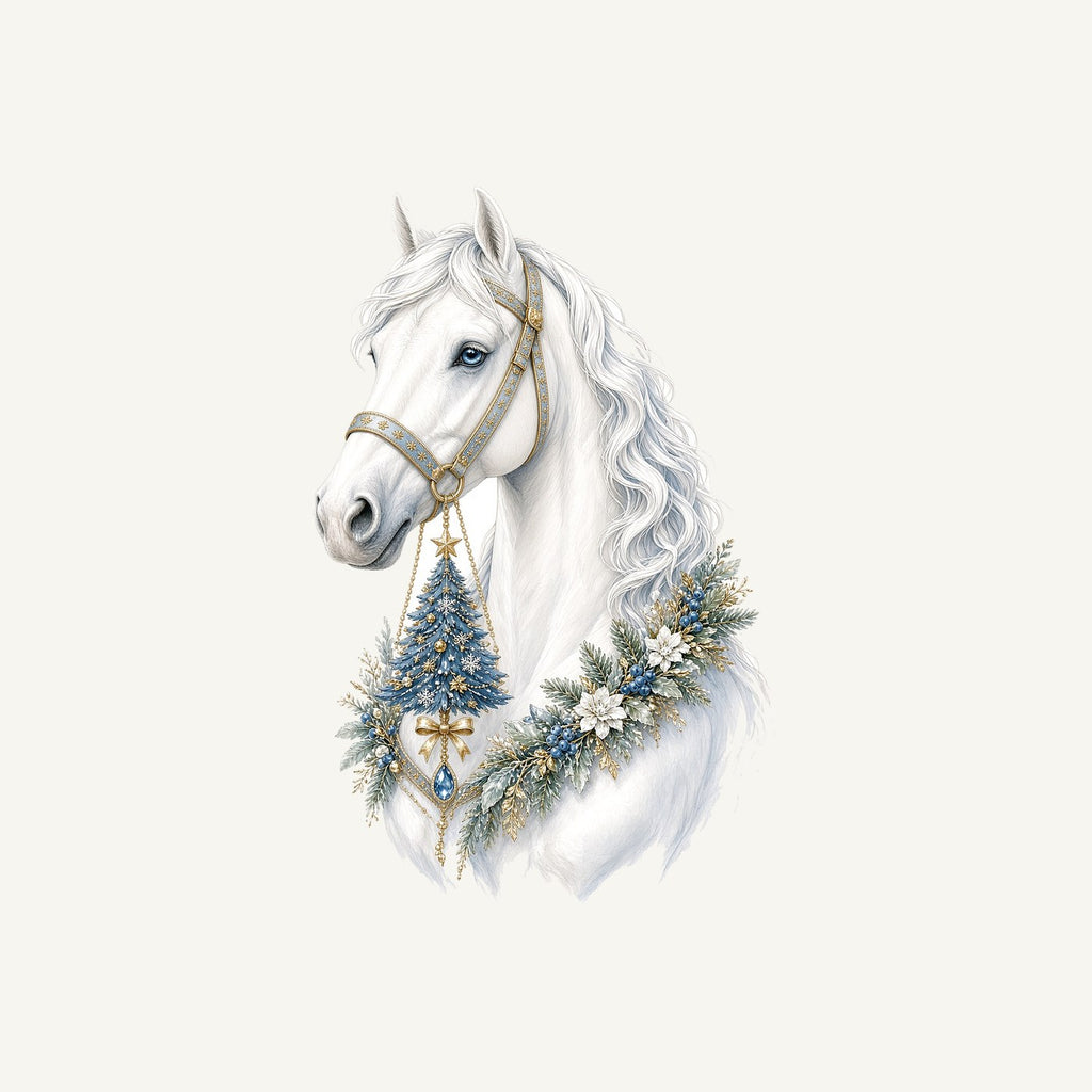 White Christmas Horse Portrait Personalised Santa Sack