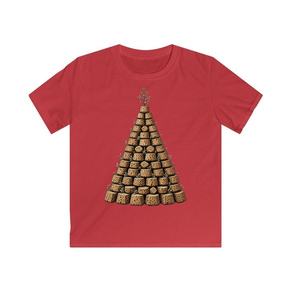 Wine Cork Christmas Tree personalised kids Christmas tee in red