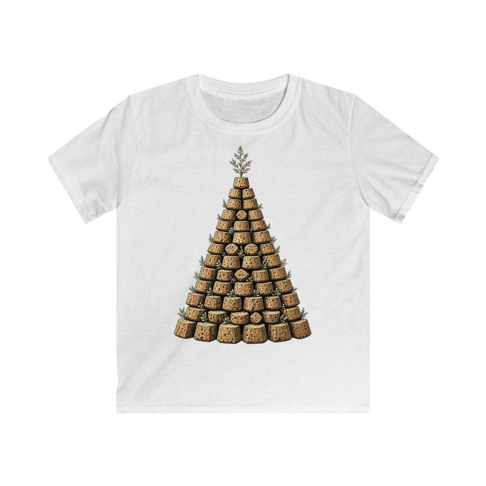 Wine Cork Christmas Tree personalised kids Christmas tee in white