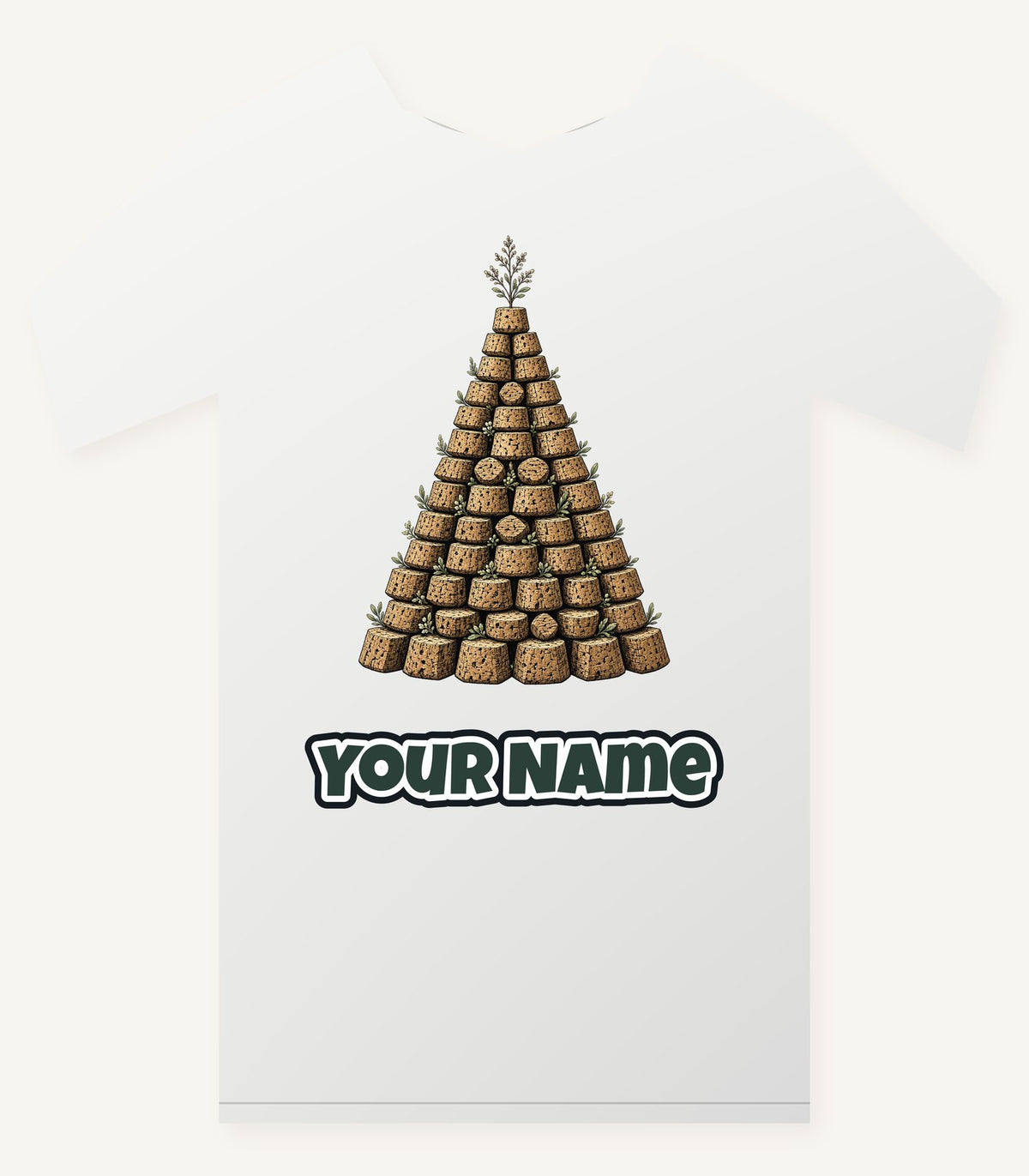 Wine Cork Christmas Tree Personalised Christmas T-Shirt and Hoodie