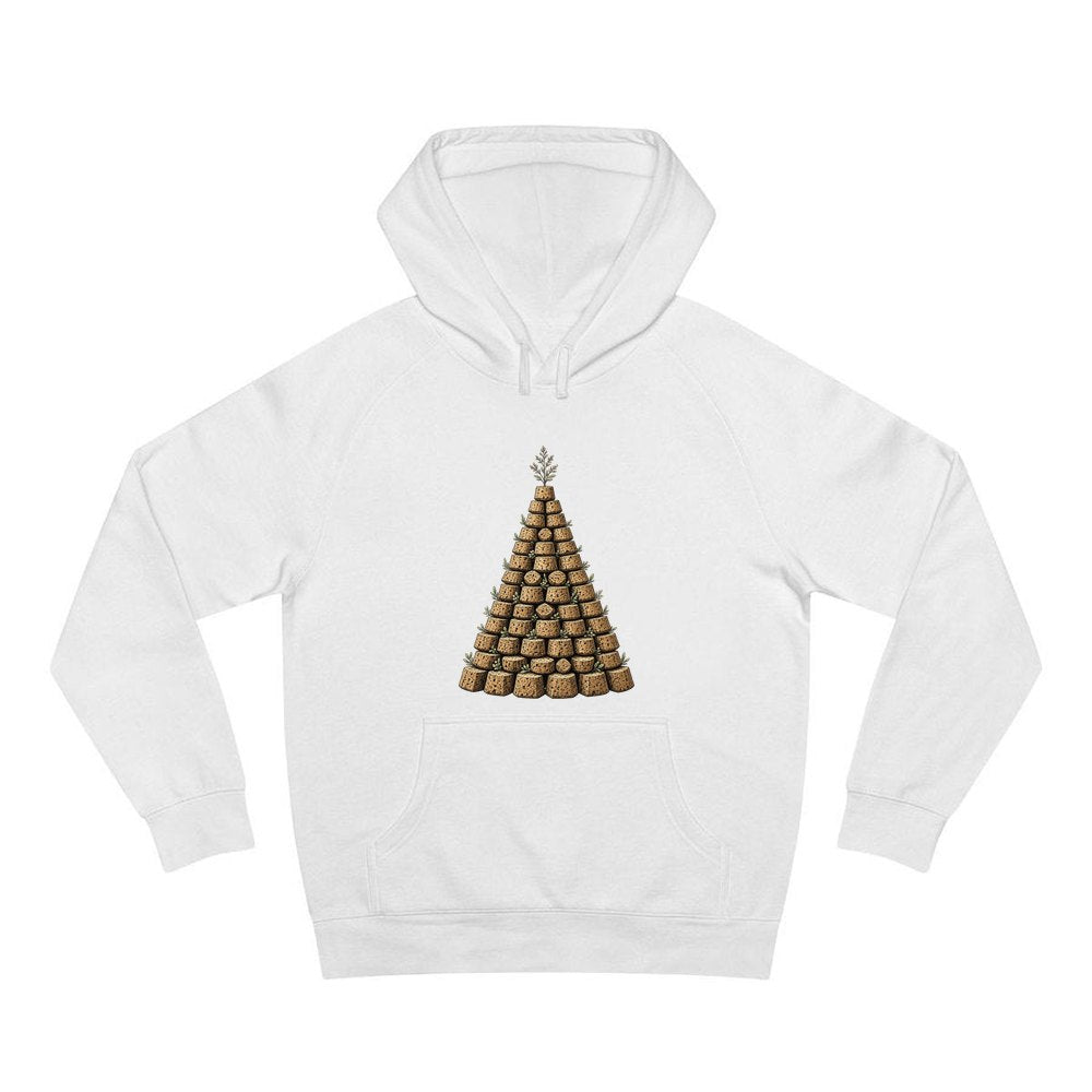 Wine Cork Christmas Tree personalised Christmas hoodie in white