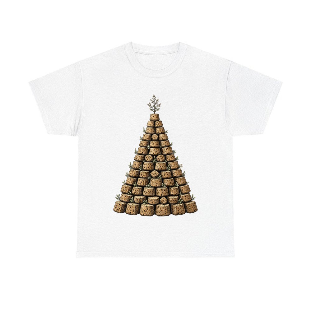 Wine Cork Christmas Tree personalised Christmas T-shirt in white