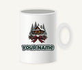 Winter Cabin with Tartan Bow Personalised Christmas Mug