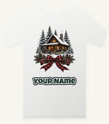 Winter Cabin with Tartan Bow Personalised Christmas T-Shirt and Hoodie