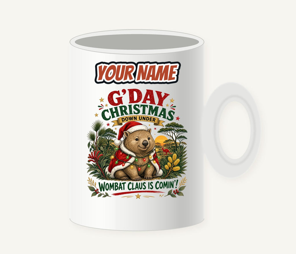 Wombat Claus Down Under Personalised Christmas Mug