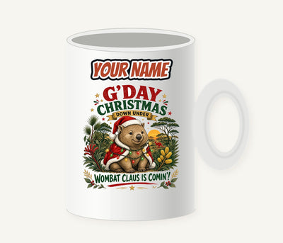 Wombat Claus Down Under Personalised Christmas Mug