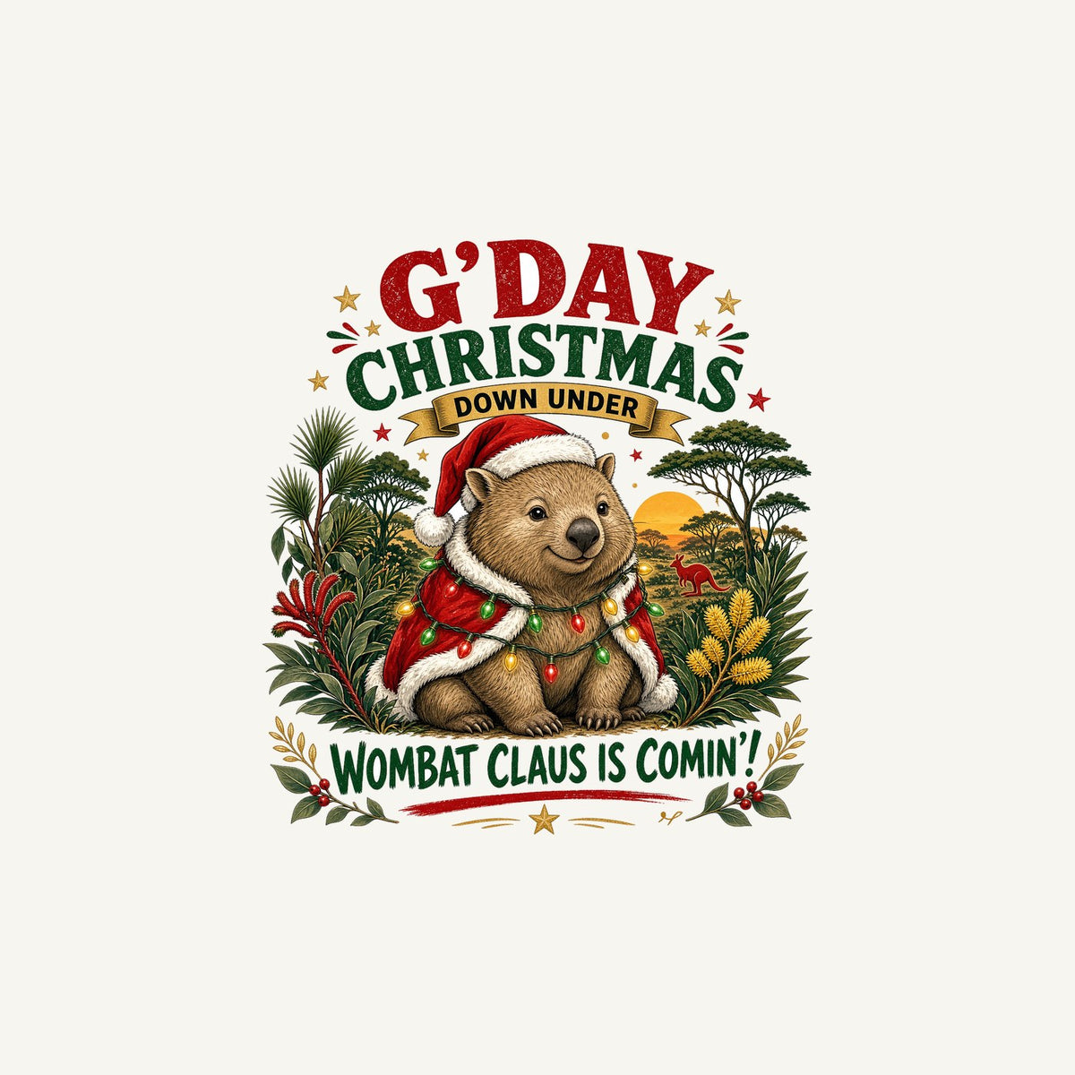 Wombat Claus Down Under Personalised Christmas Mug