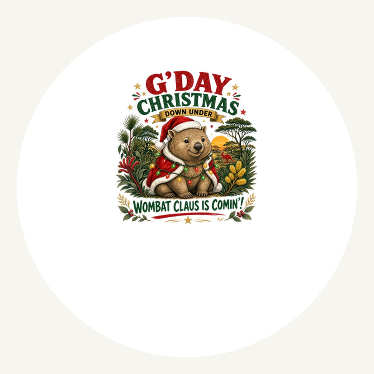 Wombat Claus Down Under Personalised Pewter Christmas Ornament