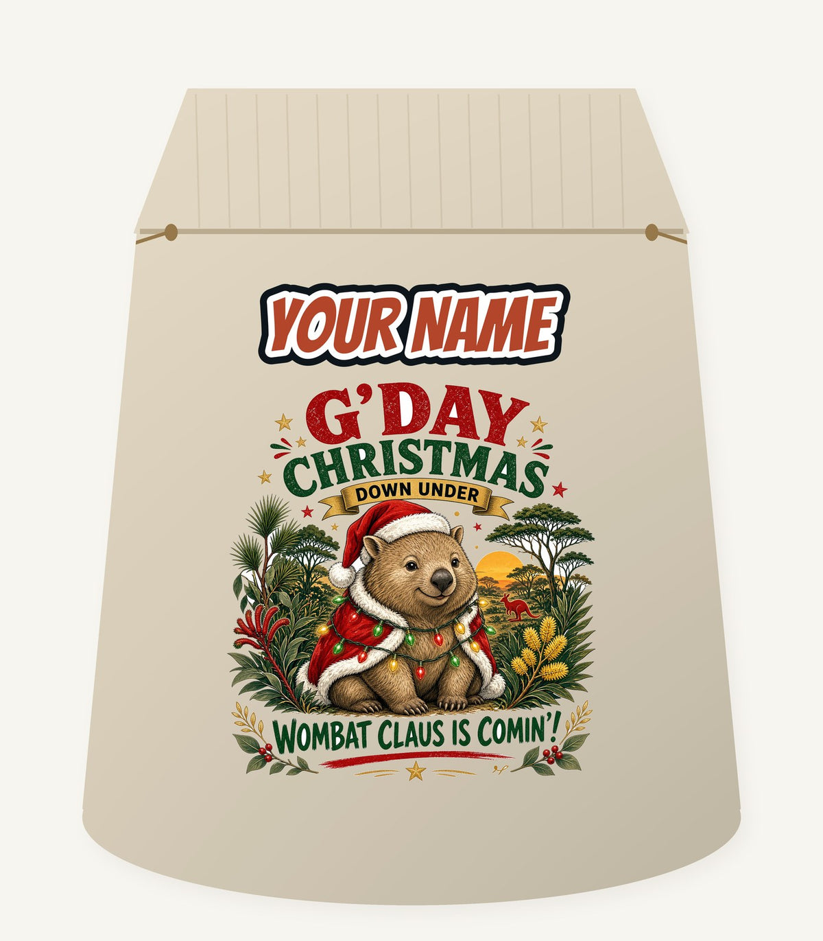 Wombat Claus Down Under Personalised Santa Sack