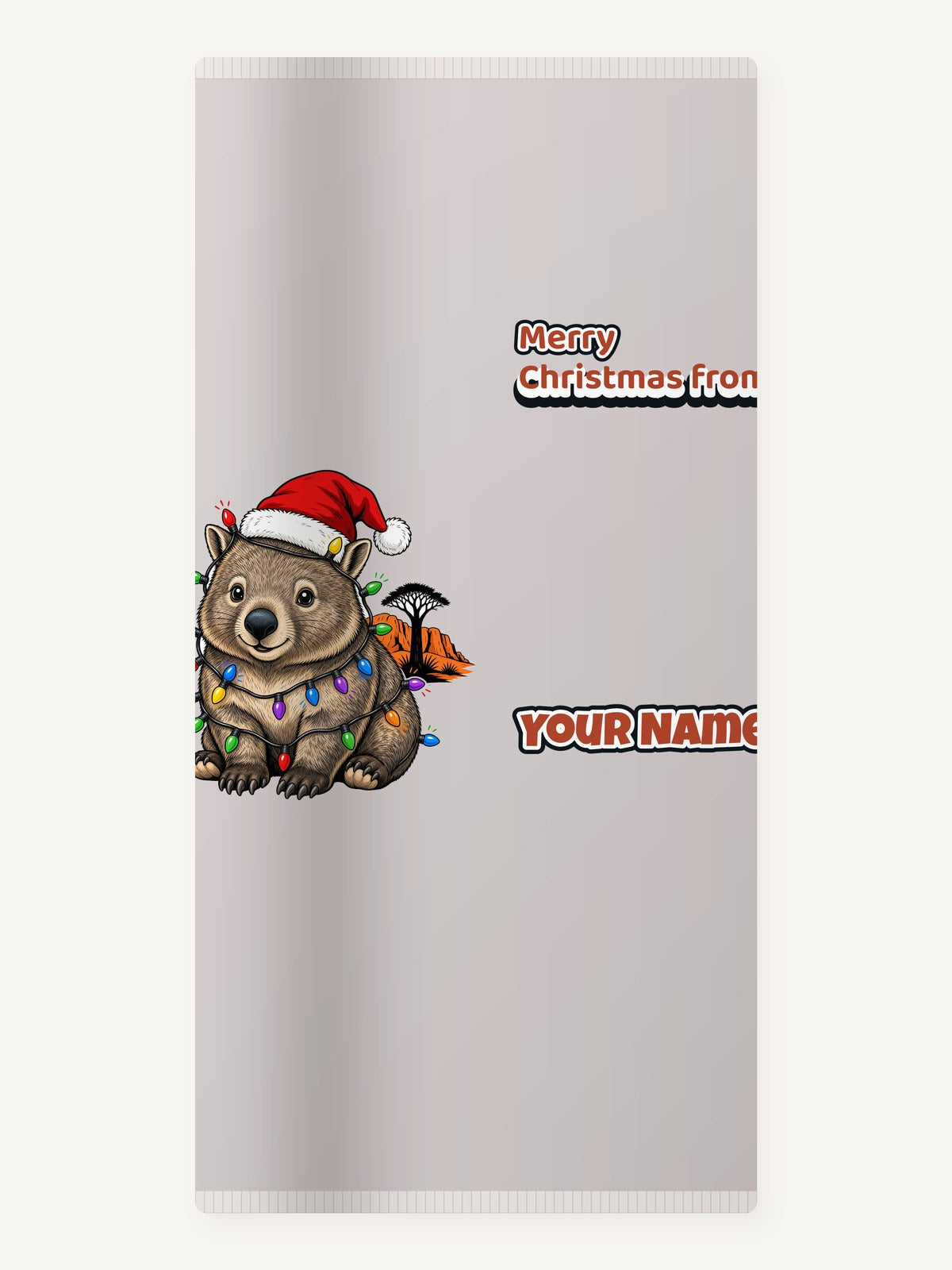 Wombat in Fairy Lights Personalised Beach Towel