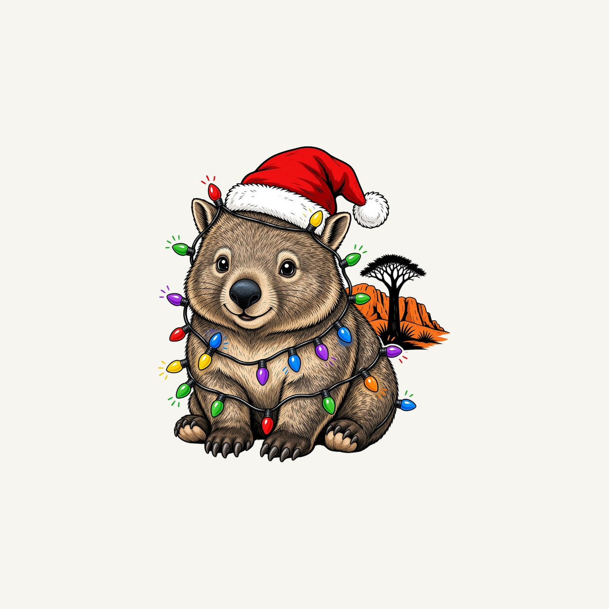Wombat in Fairy Lights Personalised Christmas Mug