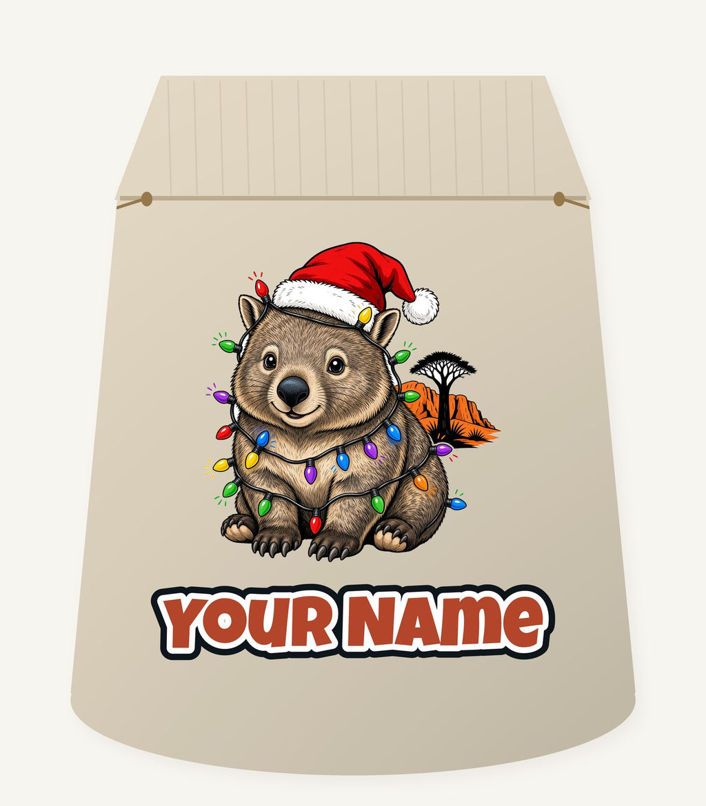 Wombat in Fairy Lights Personalised Santa Sack