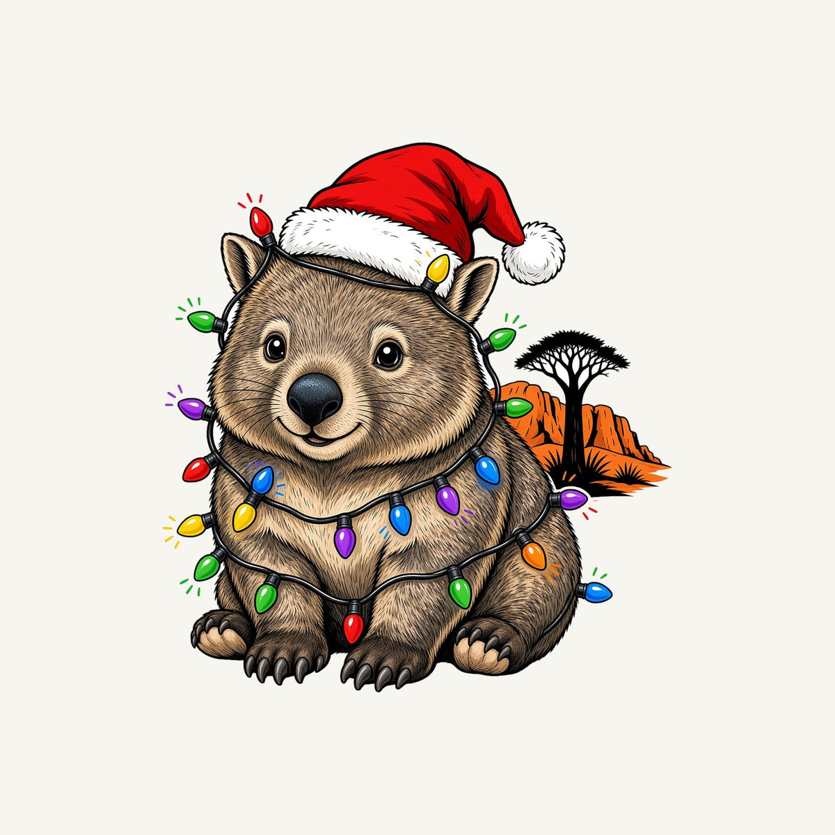 Wombat in Fairy Lights Personalised Santa Sack