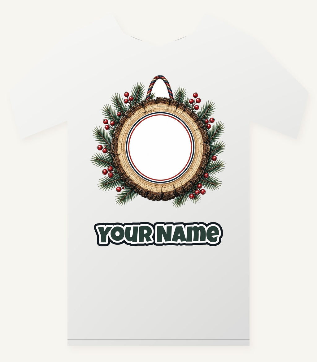Wood Slice Ornament Personalised Christmas T-Shirt and Hoodie