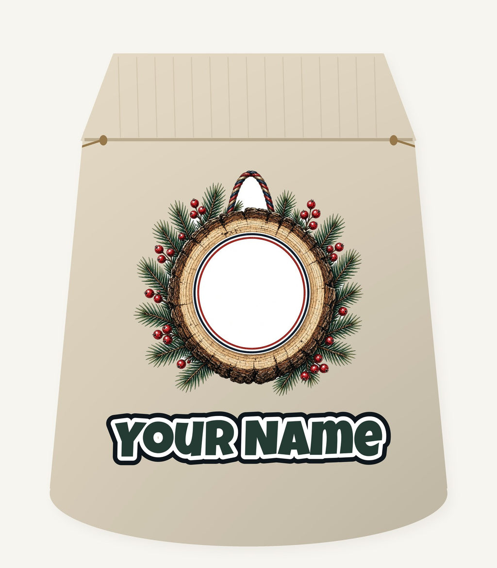 Wood Slice Ornament Personalised Santa Sack