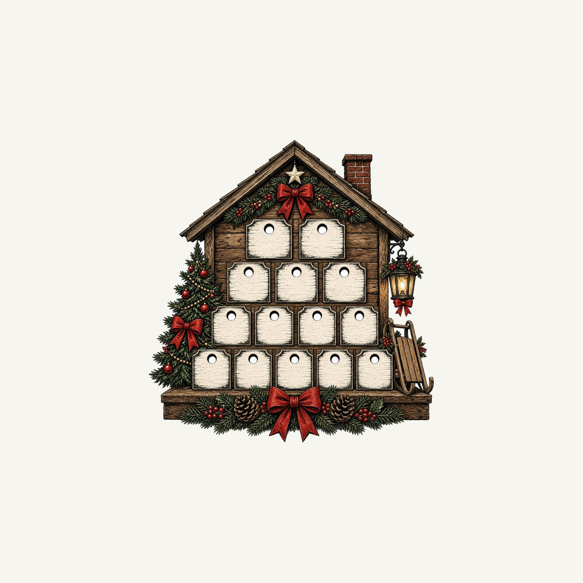 Wooden Advent Drawer House Personalised Christmas Mug