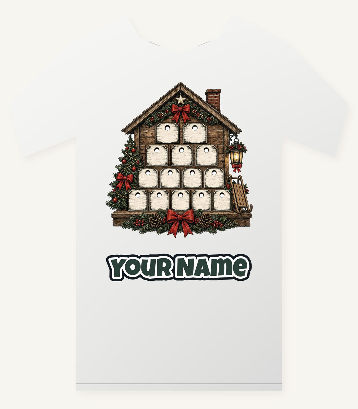Wooden Advent Drawer House Personalised Christmas T-Shirt and Hoodie