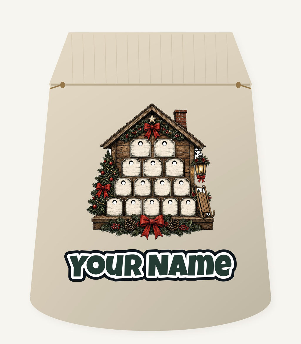 Wooden Advent Drawer House Personalised Santa Sack