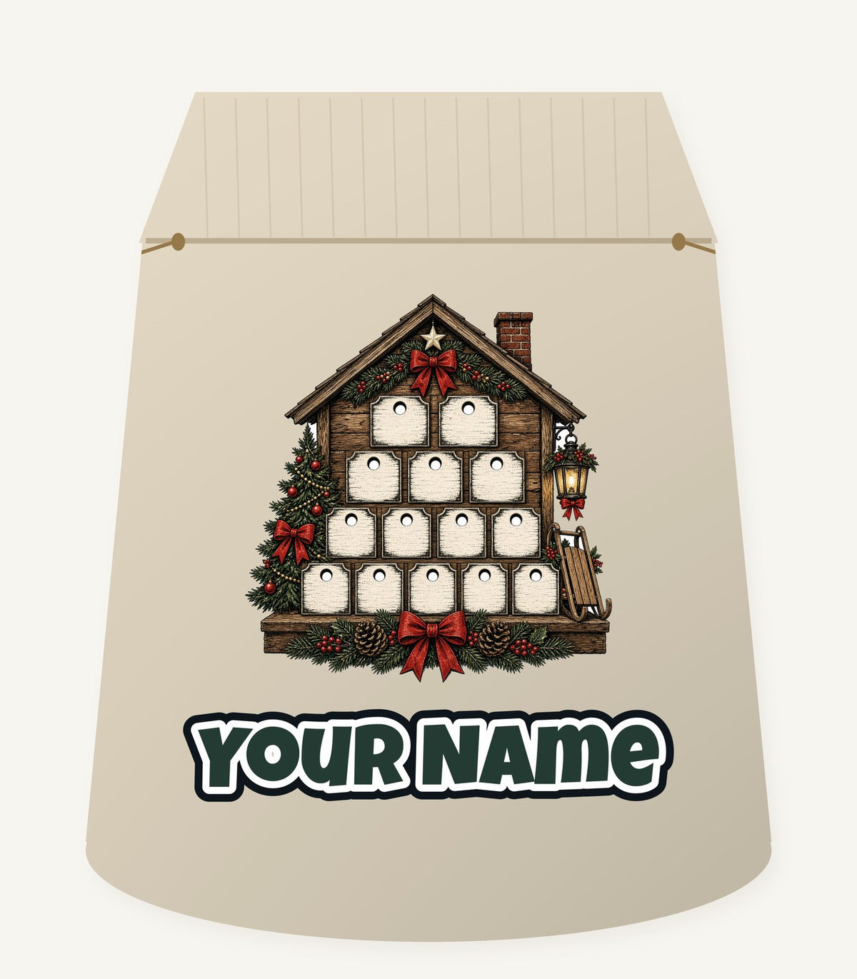 Wooden Advent Drawer House Personalised Santa Sack