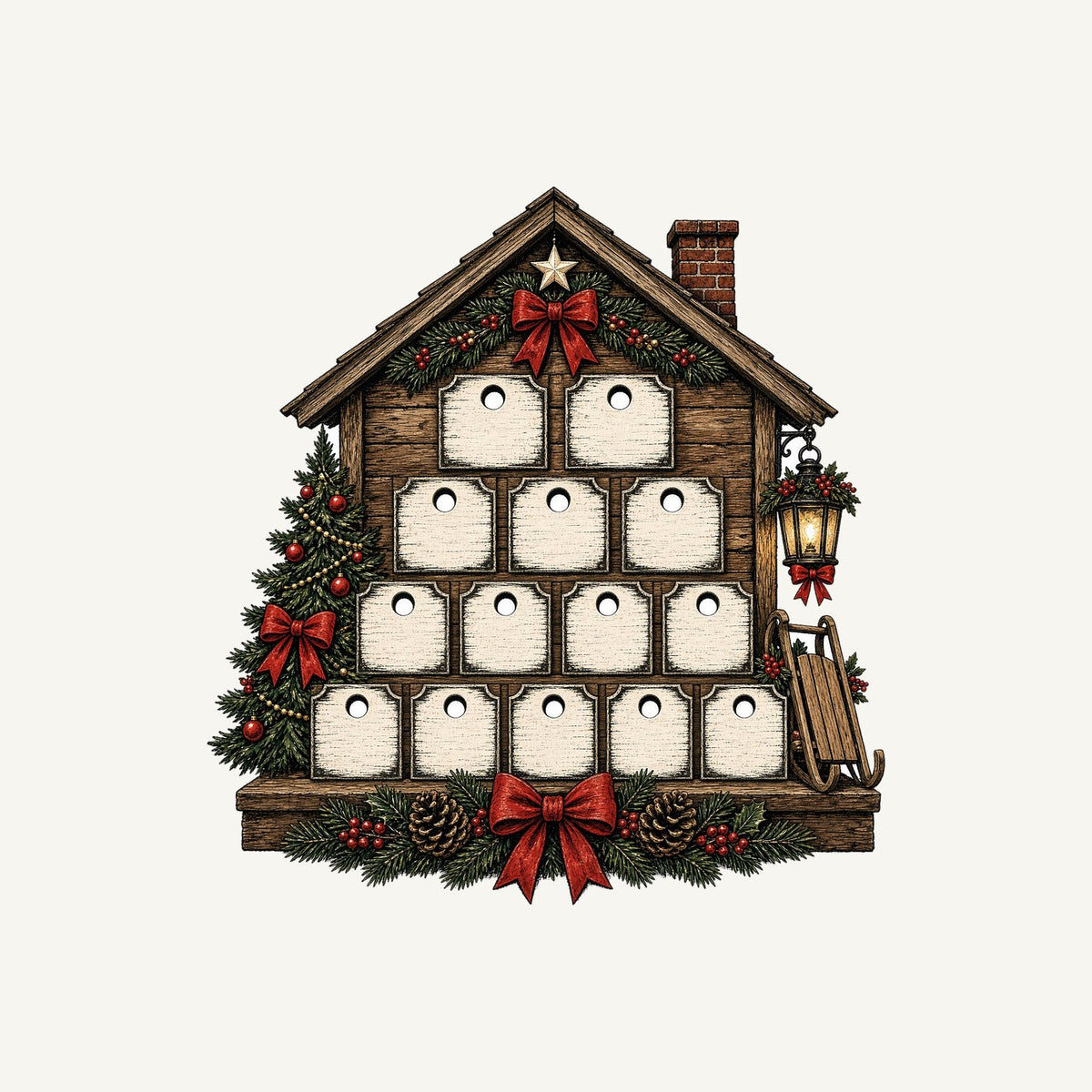 Wooden Advent Drawer House Personalised Santa Sack