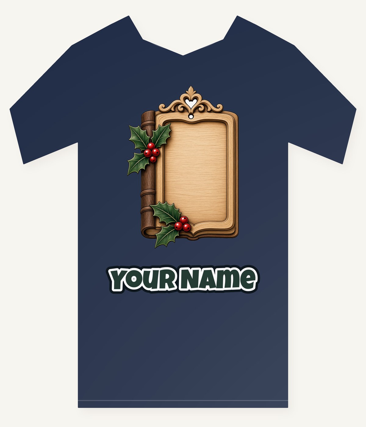 Wooden Book Name Ornament Personalised Kids Tee and Baby Bodysuit