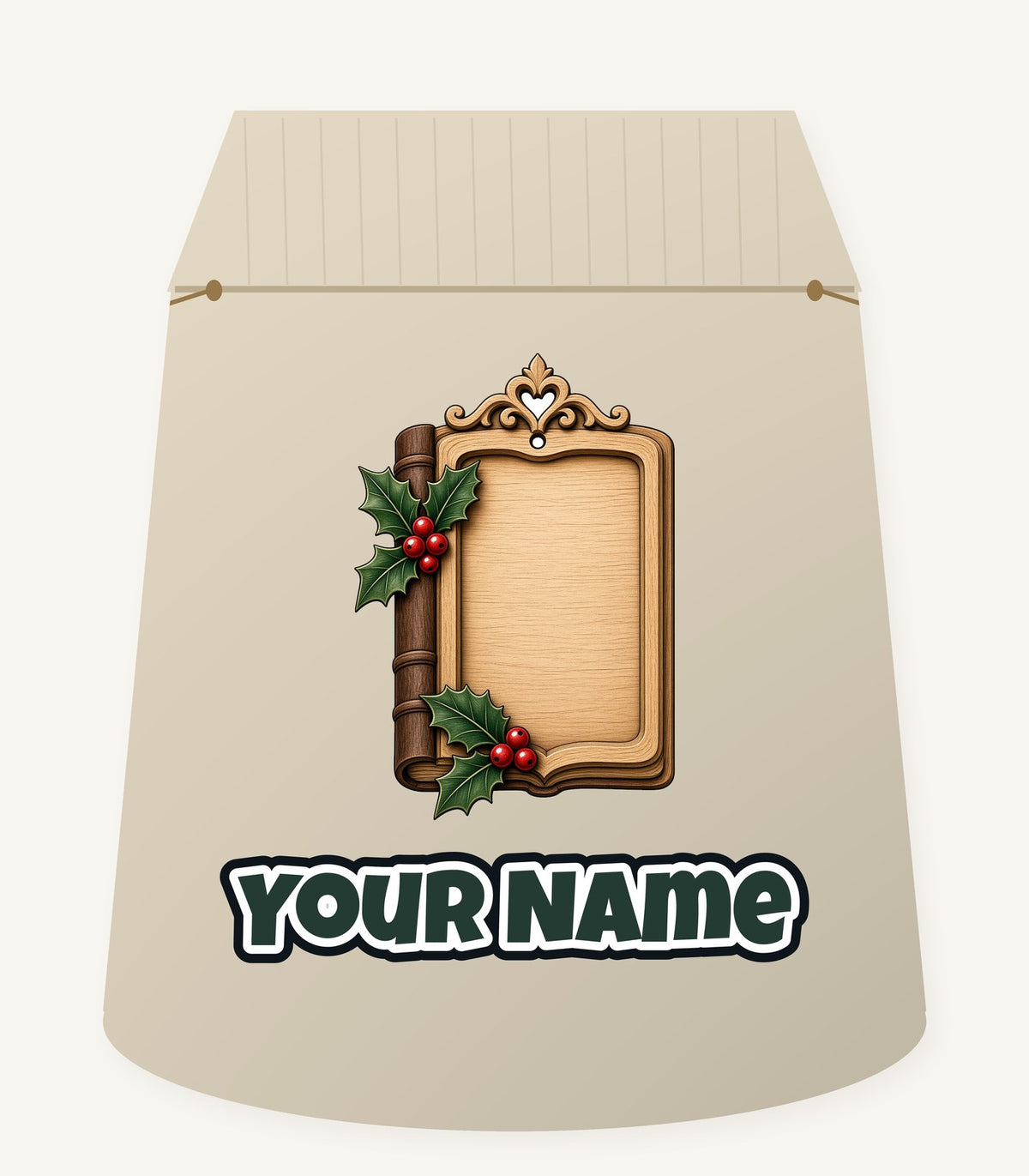 Wooden Book Name Ornament Personalised Santa Sack