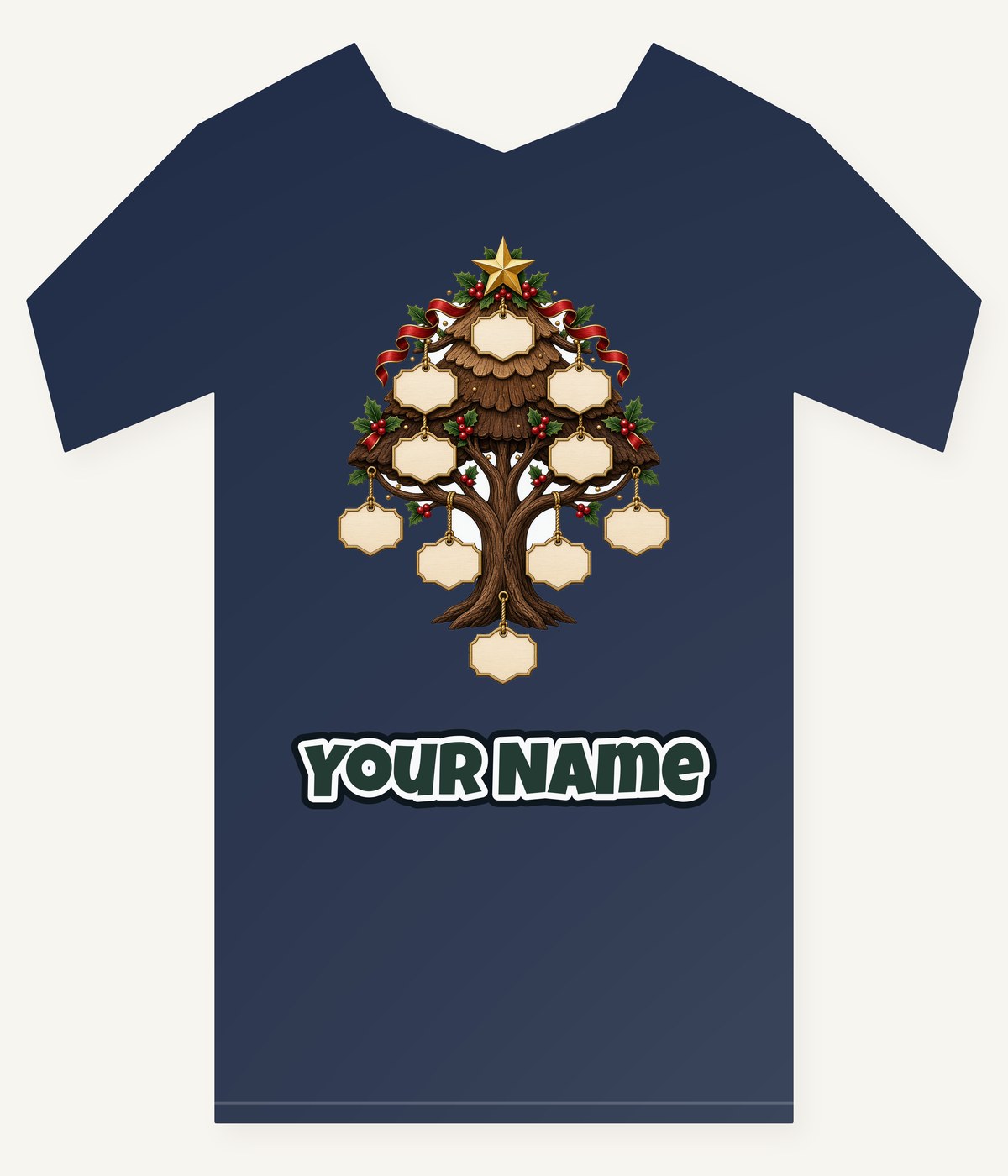 Wooden Family Tree Ornament Personalised Kids Tee and Baby Bodysuit