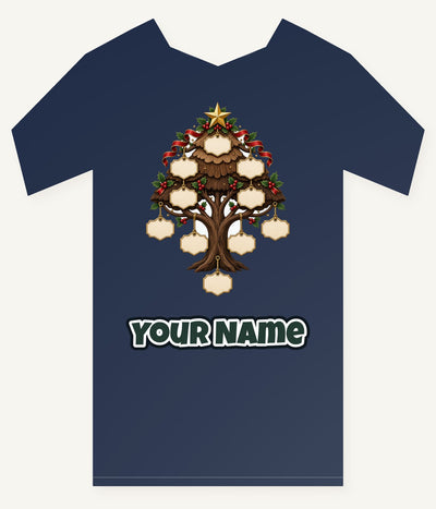Wooden Family Tree Ornament Personalised Kids Tee and Baby Bodysuit