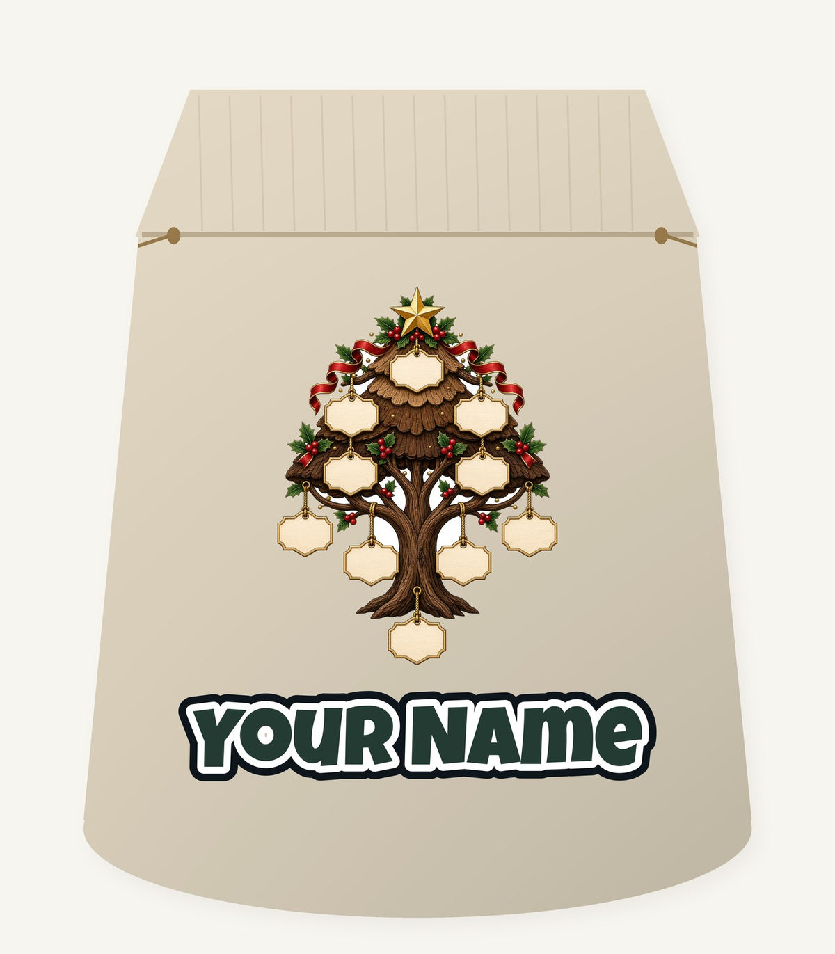 Wooden Family Tree Ornament Personalised Santa Sack