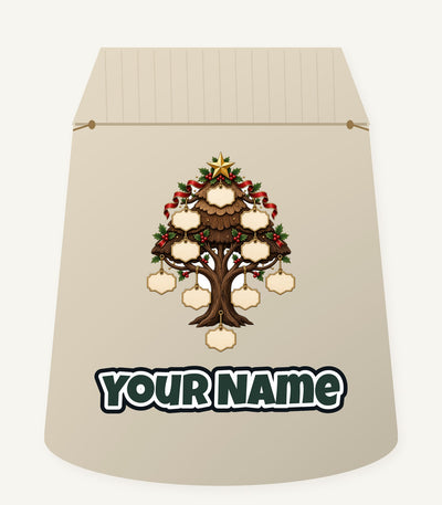 Wooden Family Tree Ornament Personalised Santa Sack