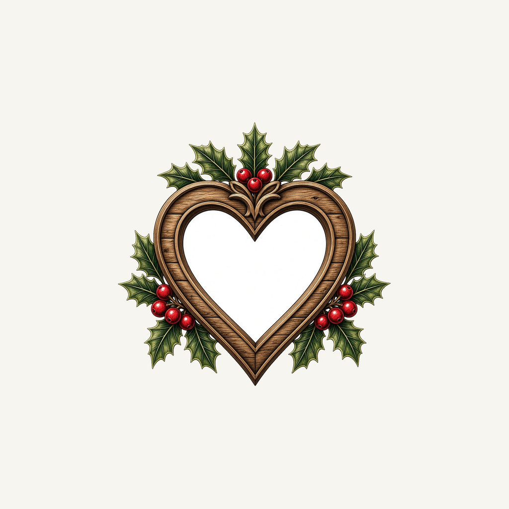 Wooden Heart Frame With Holly Personalised Christmas Mug