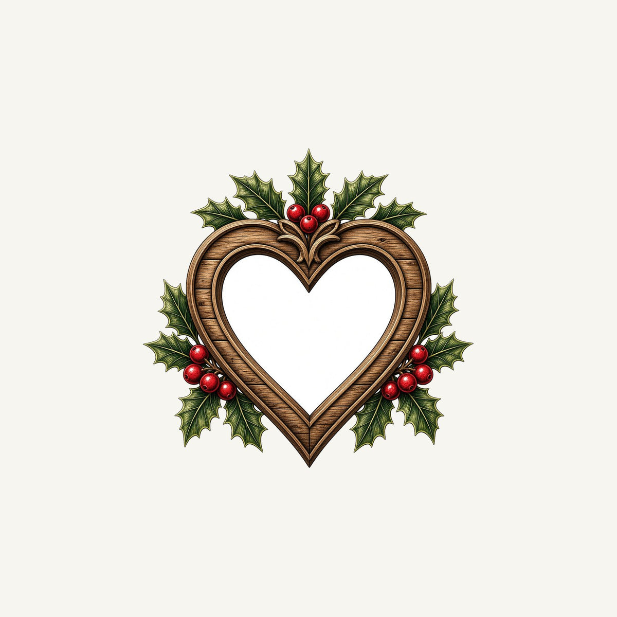 Wooden Heart Frame With Holly Personalised Christmas Mug