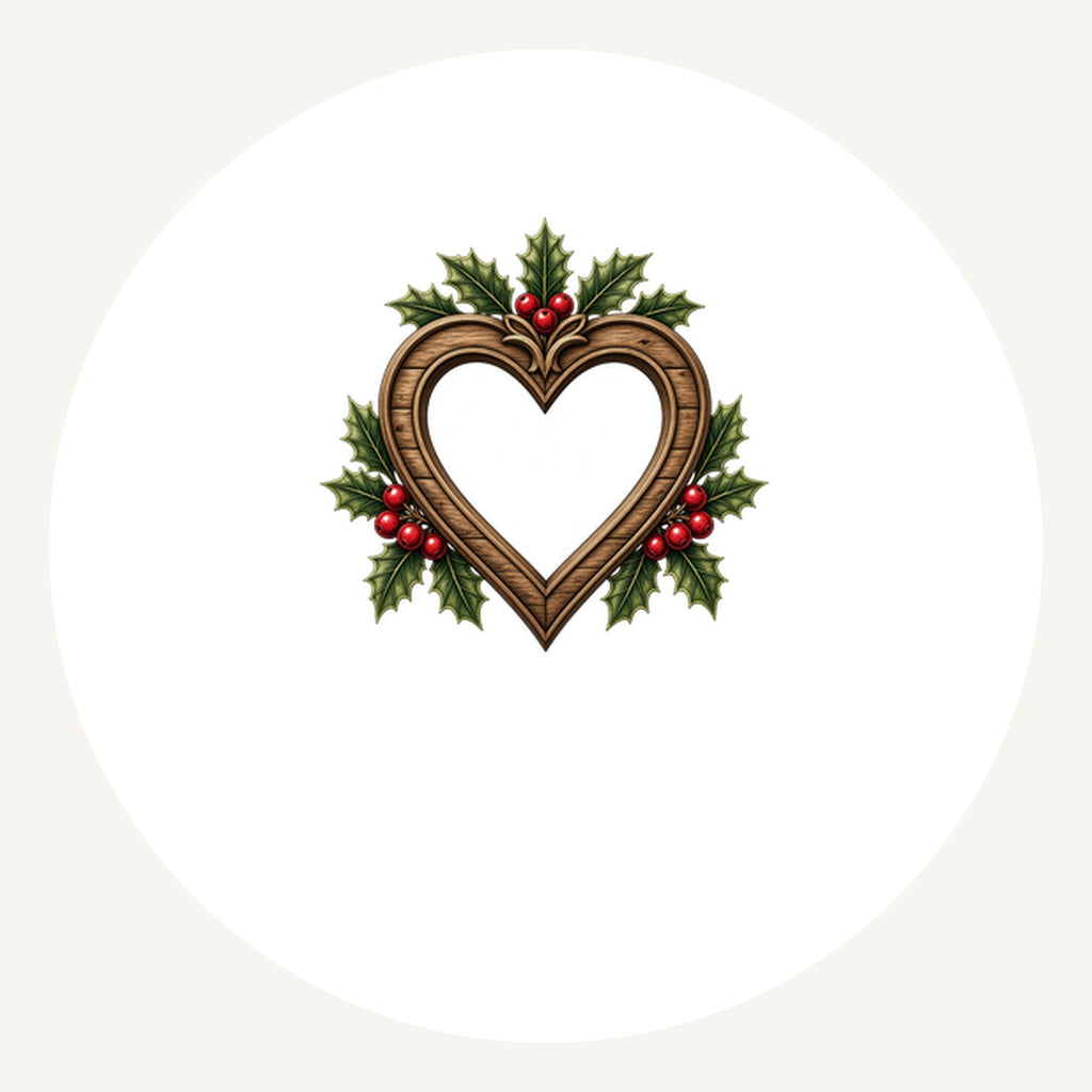 Wooden Heart Frame With Holly Personalised Pewter Christmas Ornament