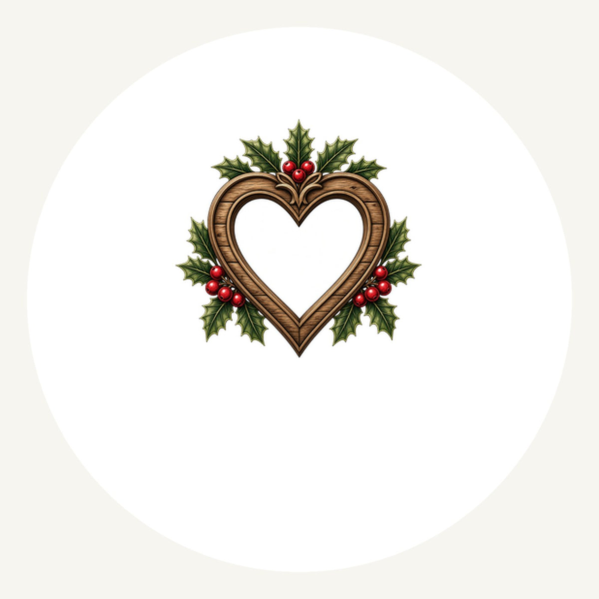 Wooden Heart Frame With Holly Personalised Pewter Christmas Ornament