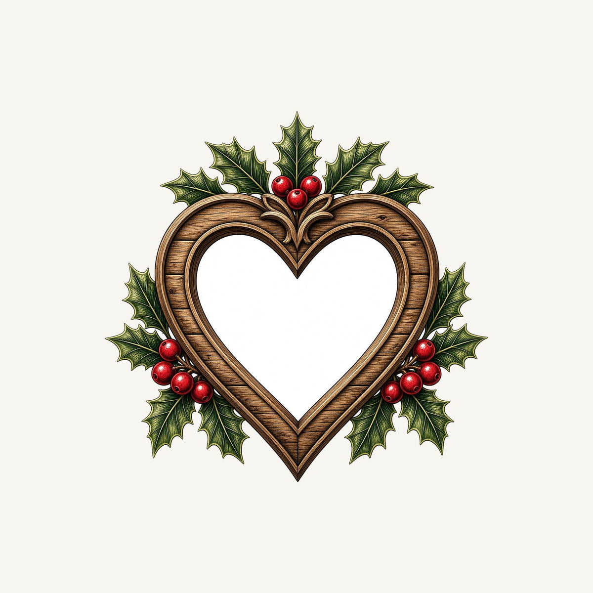 Wooden Heart Frame With Holly Personalised Christmas T-Shirt and Hoodie