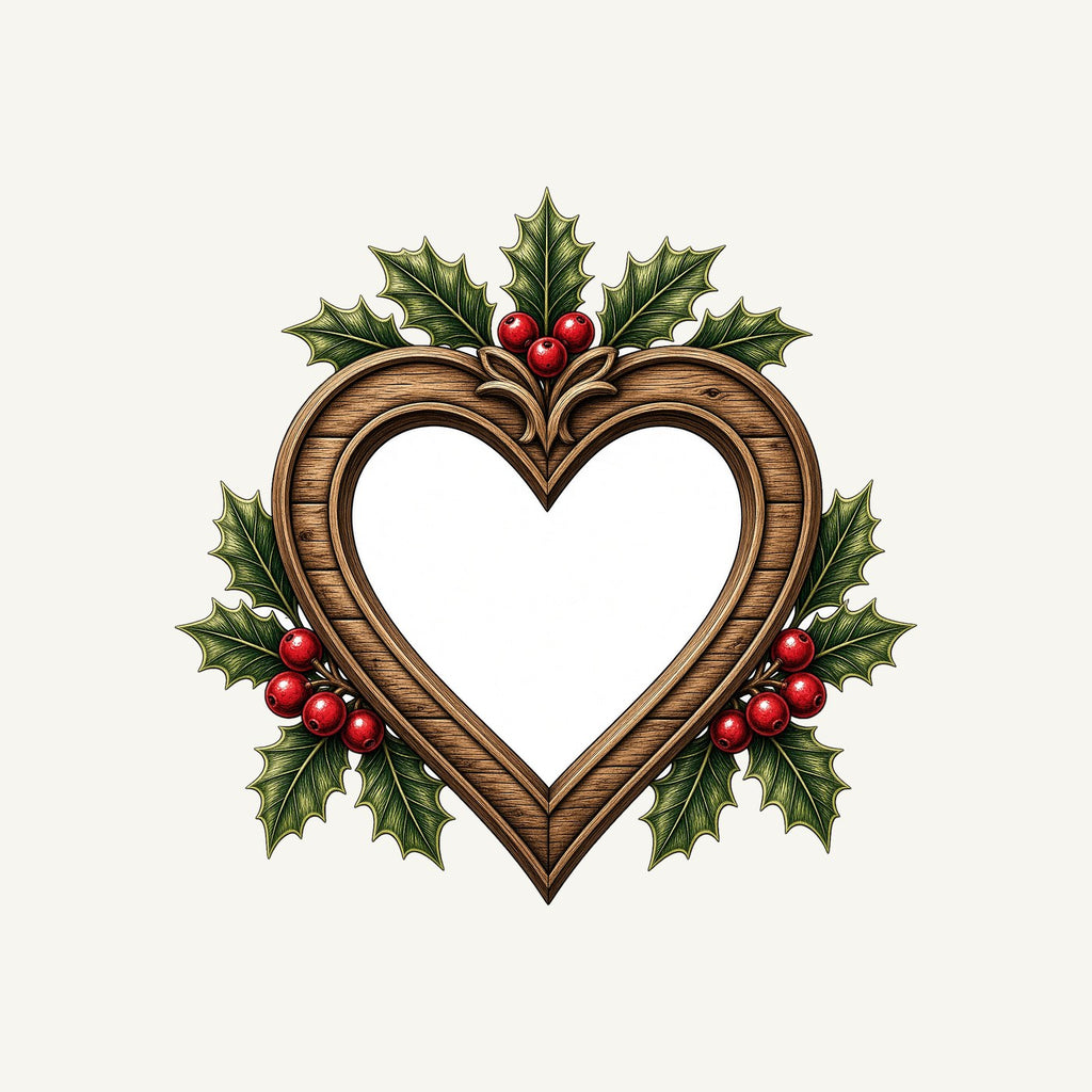 Wooden Heart Frame With Holly Personalised Santa Sack