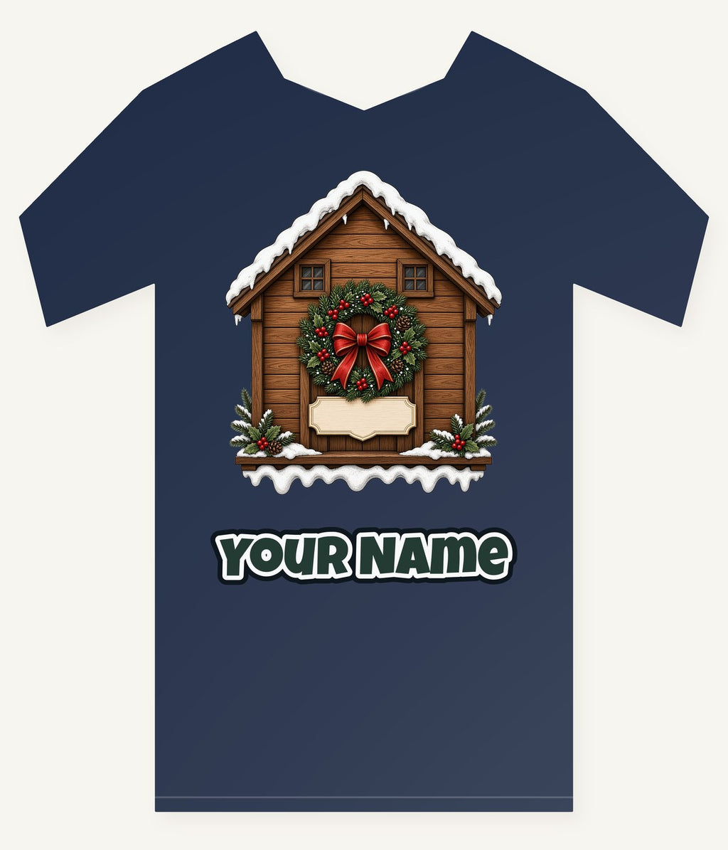 Wooden House With Name Plaque Personalised Kids Tee and Baby Bodysuit