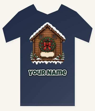 Wooden House With Name Plaque Personalised Kids Tee and Baby Bodysuit