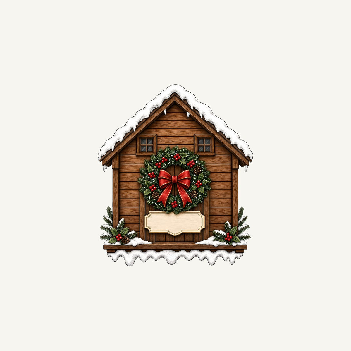 Wooden House With Name Plaque Personalised Christmas Mug
