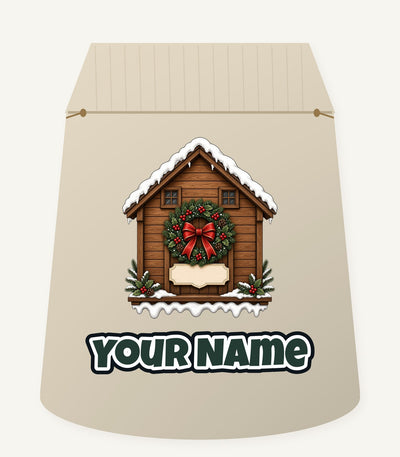 Wooden House With Name Plaque Personalised Santa Sack