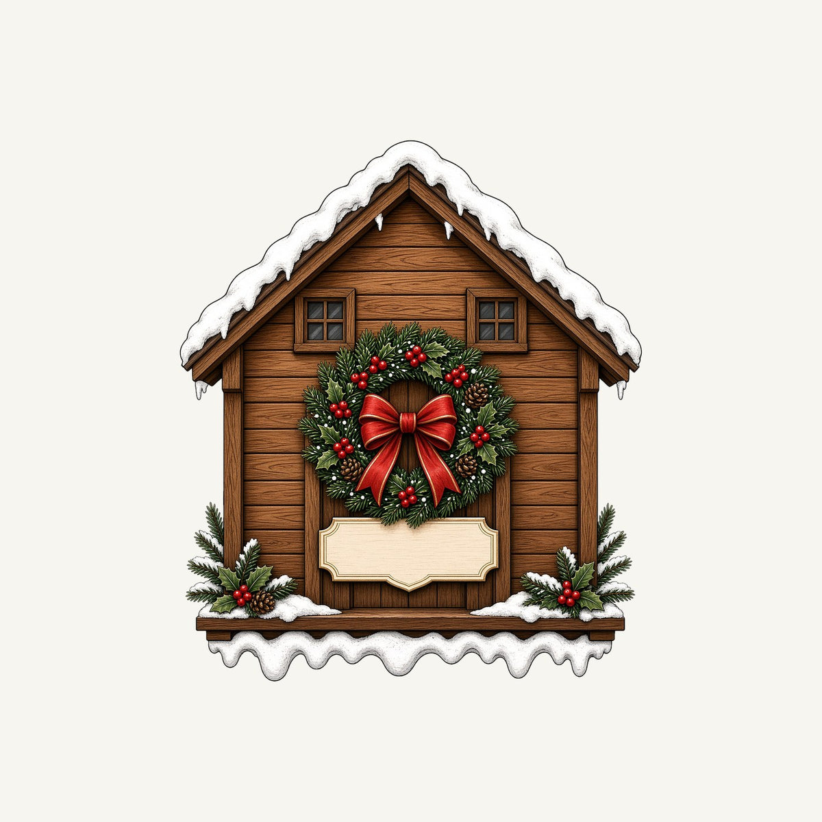Wooden House With Name Plaque Personalised Santa Sack