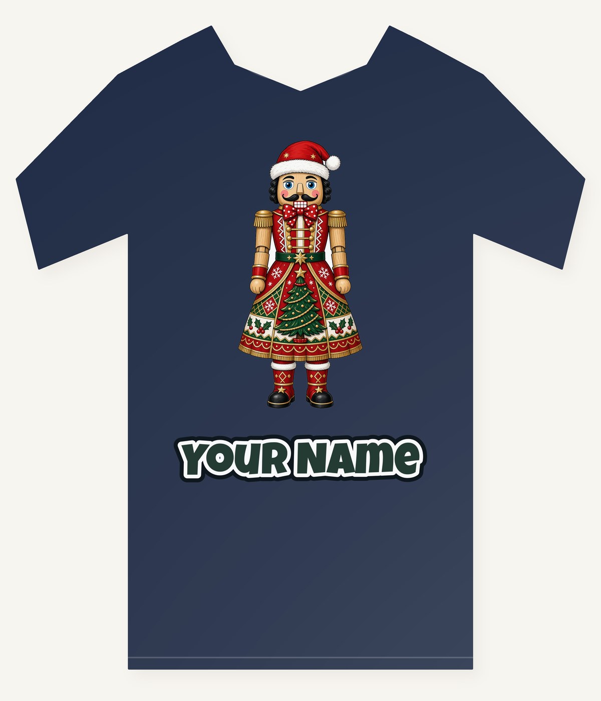 Wooden Nutcracker In Santa Hat Personalised Kids Tee and Baby Bodysuit