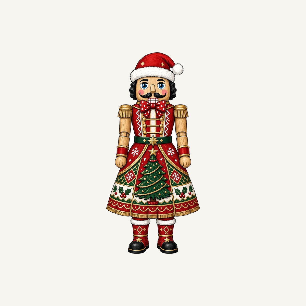 Wooden Nutcracker In Santa Hat Personalised Kids Tee and Baby Bodysuit