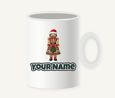 Wooden Nutcracker In Santa Hat Personalised Christmas Mug