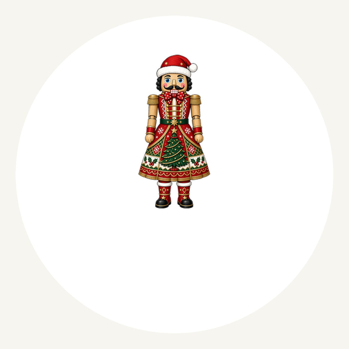 Wooden Nutcracker In Santa Hat Personalised Pewter Christmas Ornament