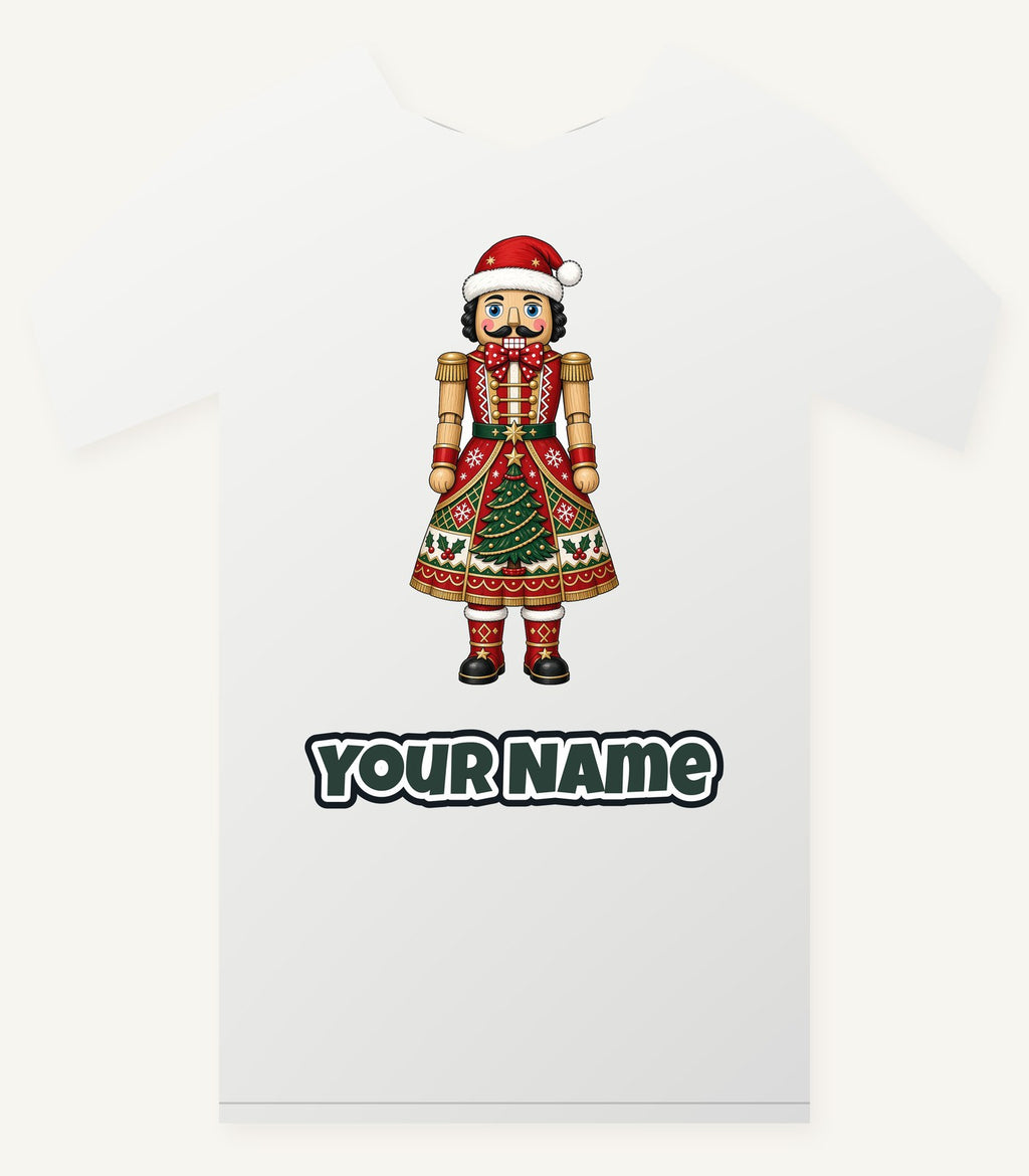 Wooden Nutcracker In Santa Hat Personalised Christmas T-Shirt and Hoodie