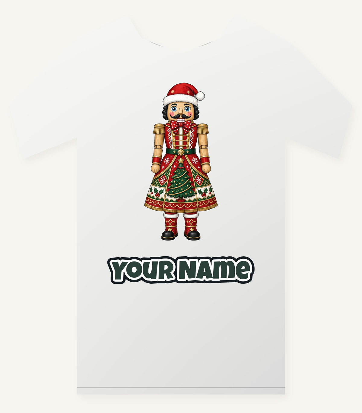 Wooden Nutcracker In Santa Hat Personalised Christmas T-Shirt and Hoodie
