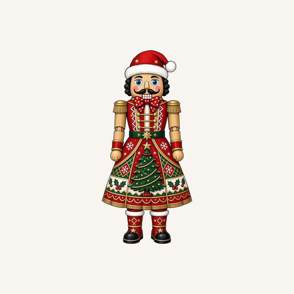 Wooden Nutcracker In Santa Hat Personalised Christmas T-Shirt and Hoodie