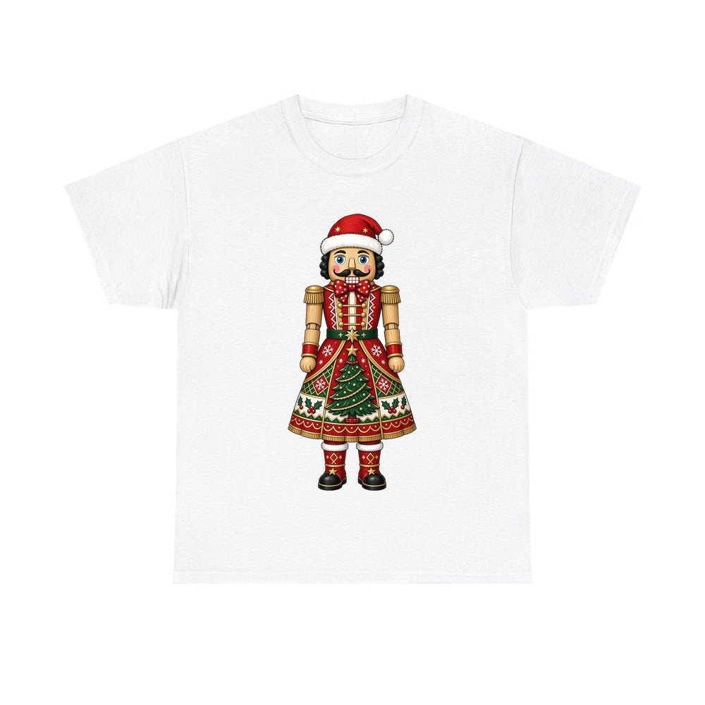 Wooden Nutcracker In Santa Hat personalised Christmas T-shirt in white